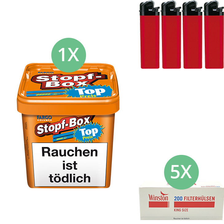 Fargo Stopf-Box 1 x 445g mit 1000 King Size Hülsen