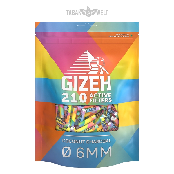 Gizeh Rainbow Aktivkohlefilter Active Filter Beutel 210 x 6mm