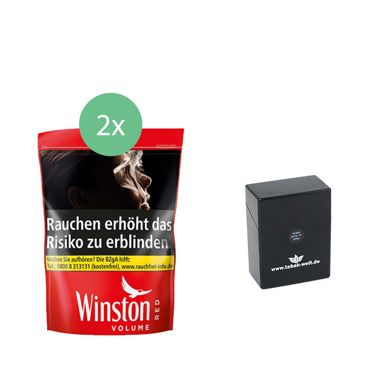 Winston Tabak XXL Red 2 x Beutel mit Zigarettenbox