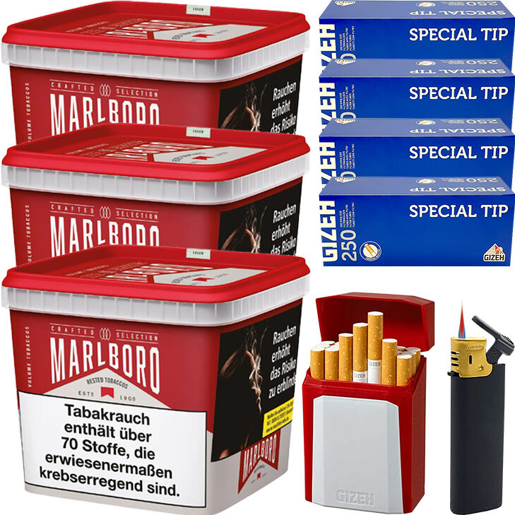 Marlboro Tabak Crafted Selection 3 x Mega Box mit 1000 King Size Hülsen