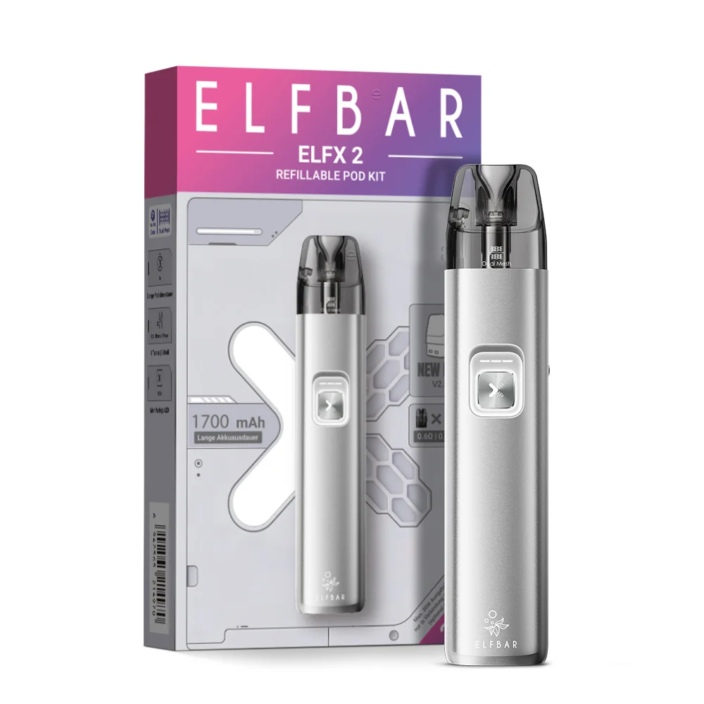 Elfbar Elfx 2 Titanium Silver Kit Device + 2 x Leerpod
