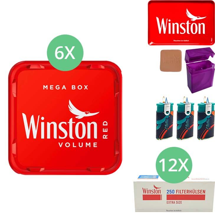 Winston Mega Box 6 x 140g mit 3000 Extra Size Hülsen