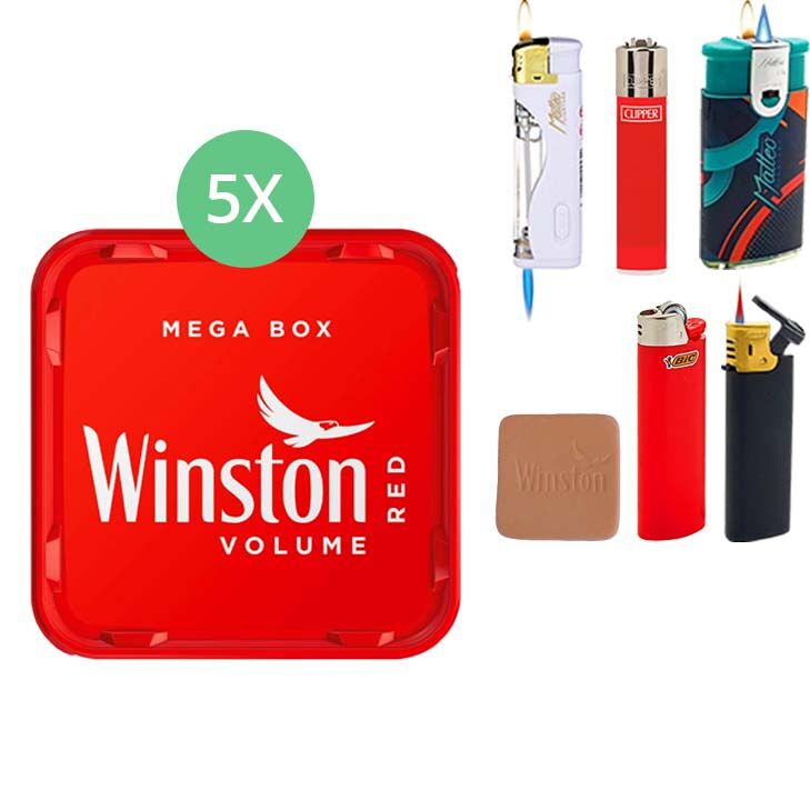 Winston Mega Box 5 x 140g mit Feuerzeugen