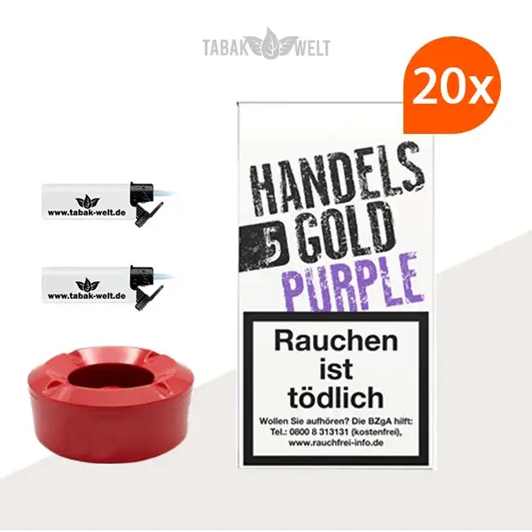 Handelsgold Purple Zigarillos 20 x 5 Stück mit Windaschenbecher