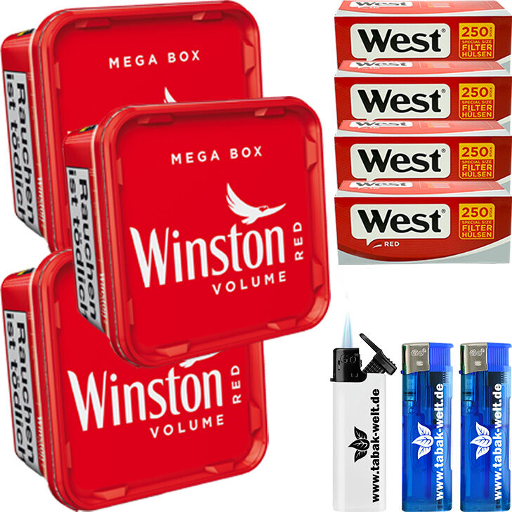 Winston Tabak 3 x Mega Box mit 1000 Special Size Hülsen