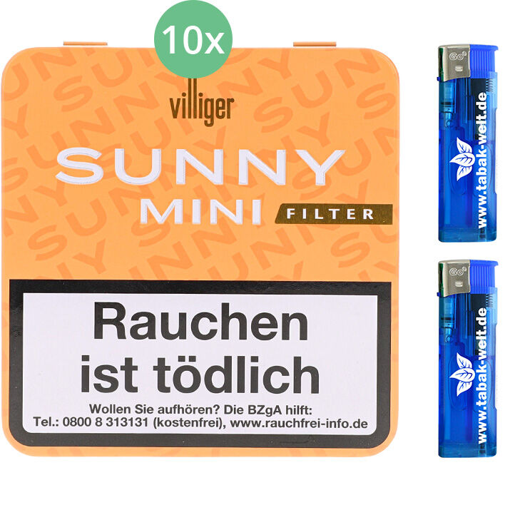 Villiger Sunny Mini Filter 10 X 20 Stück mit Feuerzeugen