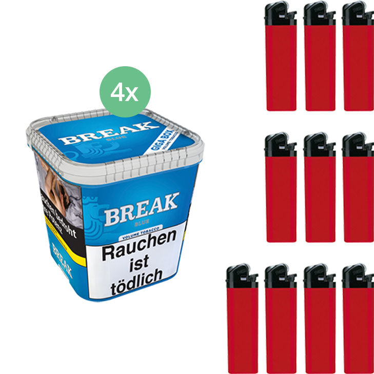 Break Tabak Blue 4 x Giga Box mit Feuerzeugen