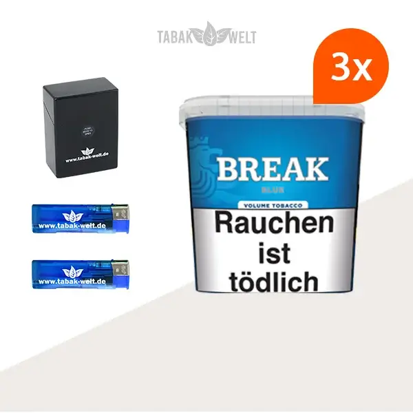 break-blue-volumentabak-3x-giga-box-mit-etui-und-feuerzeugen