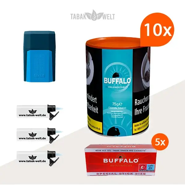 buffalo-blue-volumentabak-10x-dose-mit-1000-special-size-filterhuelsen-und-etui buffalo-blue-volumentabak-10x-dose-mit-1000-special-size-filterhuelsen-und-etui