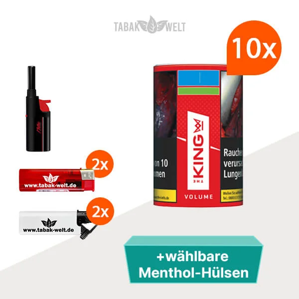 10x-king-volumentabak-dose-mit-wahlbarem-huelsen-und-stabfeuerzeug-tw