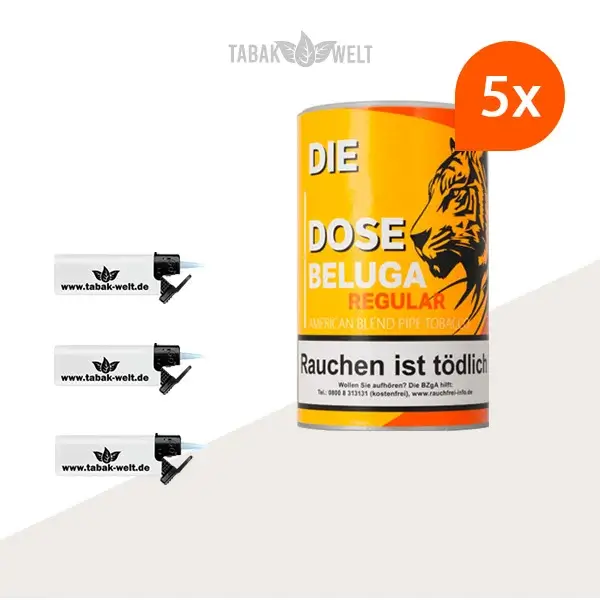 beluga-regular-pfeifentabak-5x-dose-mit-feuerzeuge