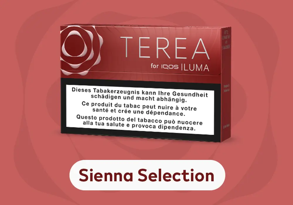 Die Terea fuer IQOS im Banner als Sienna Selection