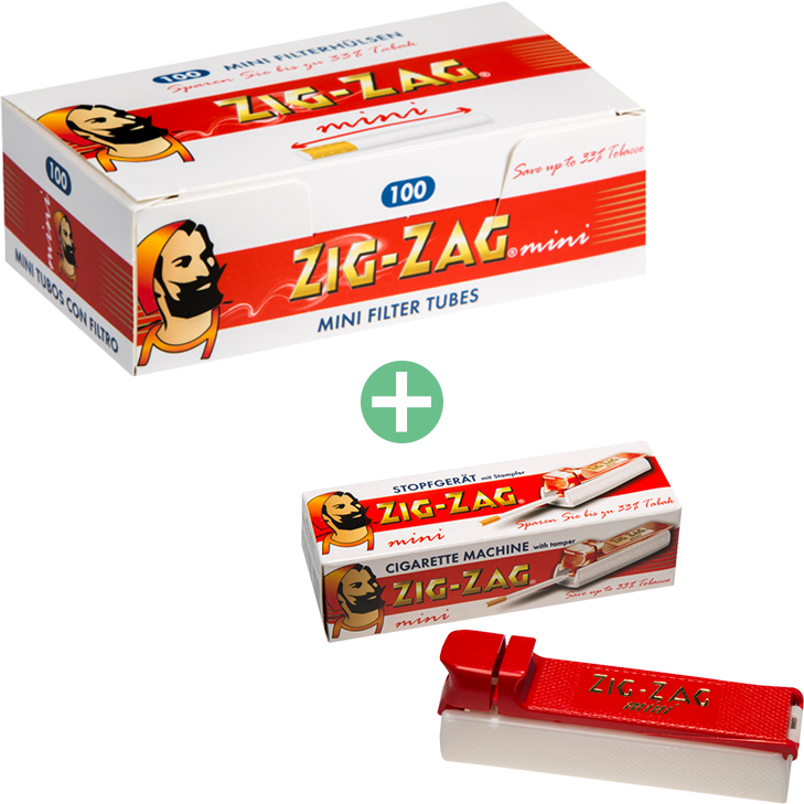 Zig-Zag mini Filterhülsen 25 x 100er mit Zig-Zag mini-Stopfer