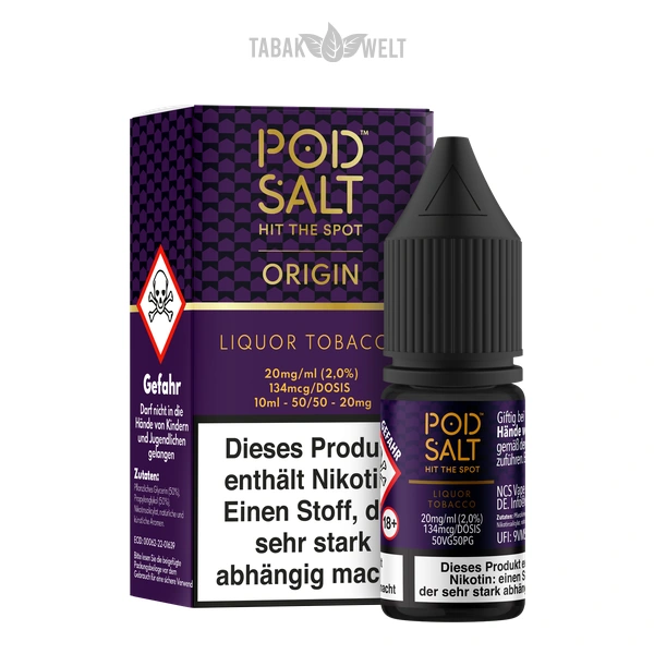 Pod Salt Origin E-Liquid Liquor Tobacco mit 20 mg/ml Nikotinsalz in der 10ml-Flasche