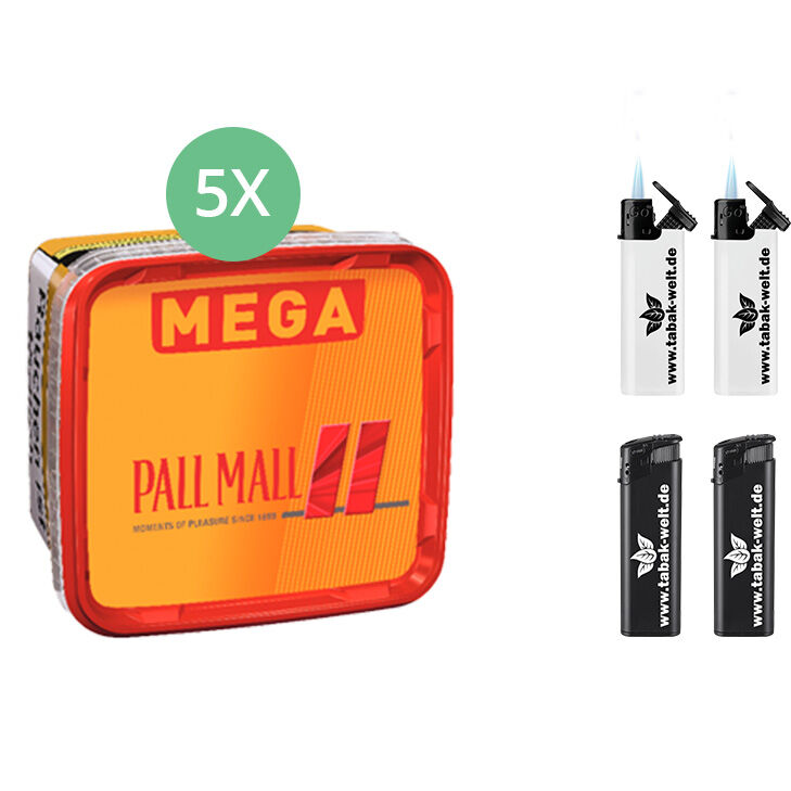 Pall Mall Red Allround 5 x Mega Box mit Feuerzeugen