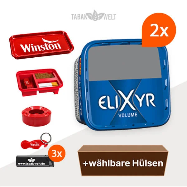 Elixyr Blue Volumentabak im 2er-Pack mit wählbaren Hülsen und Aktionszubehör
