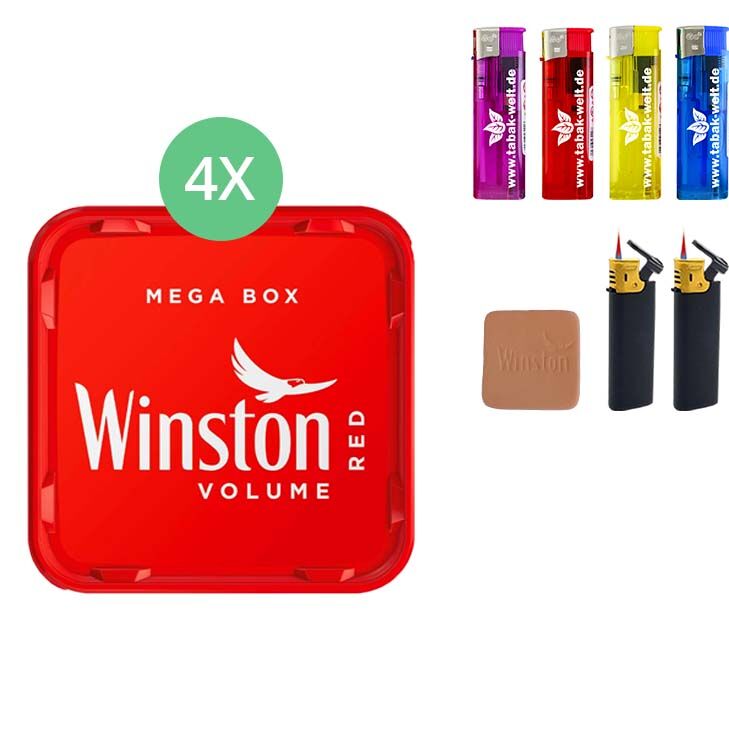 Winston Mega Box 4 x 140g mit Feuerzeug