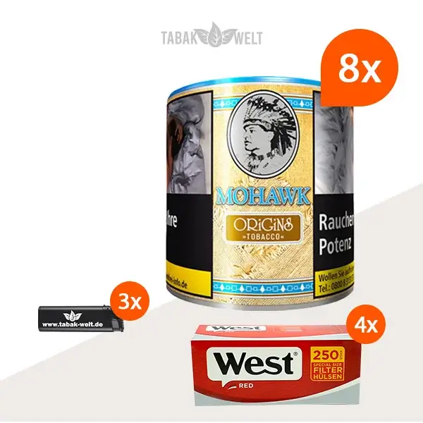 mohawk-origins-feinschnitt-tabak-8x-dose-mit-1000-filterhuelsen