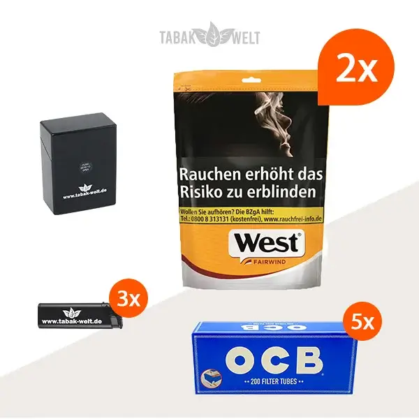 west-yellow-volumentabak-2x-grosse-beutel-mit-1000-king-size-filterhuelsen