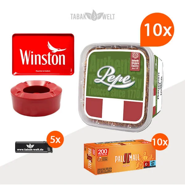 Pepe Rich Green Volumentabak 10 x Eimer mit Allround Xtra Hülsen