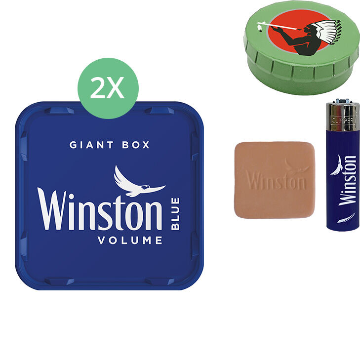 Winston Giant Box Blue 2 x 195g mit Taschenaschenbecher