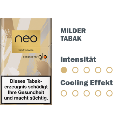 Die Neo Sticks Golden Tobaccco mit Info