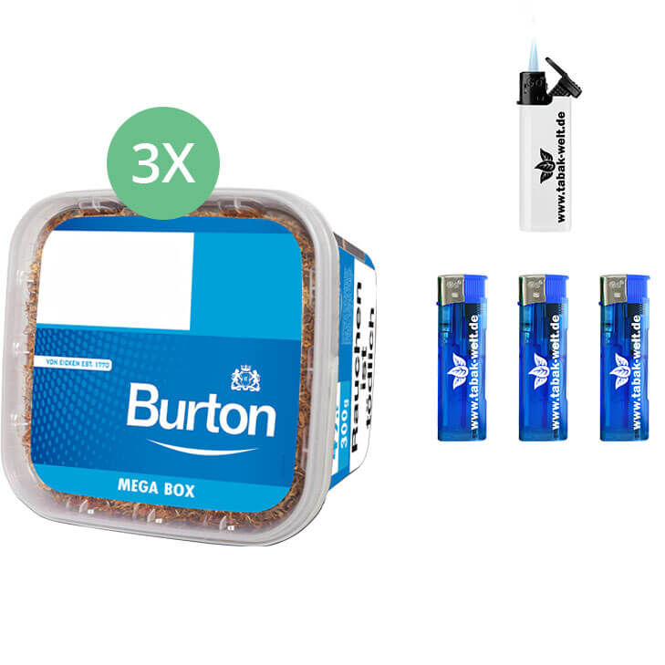 Burton Blue Mega Box 3 x 300g mit Feuerzeug