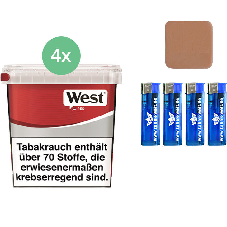 West Red 4 x 190g mit Tabakbefeuchter 