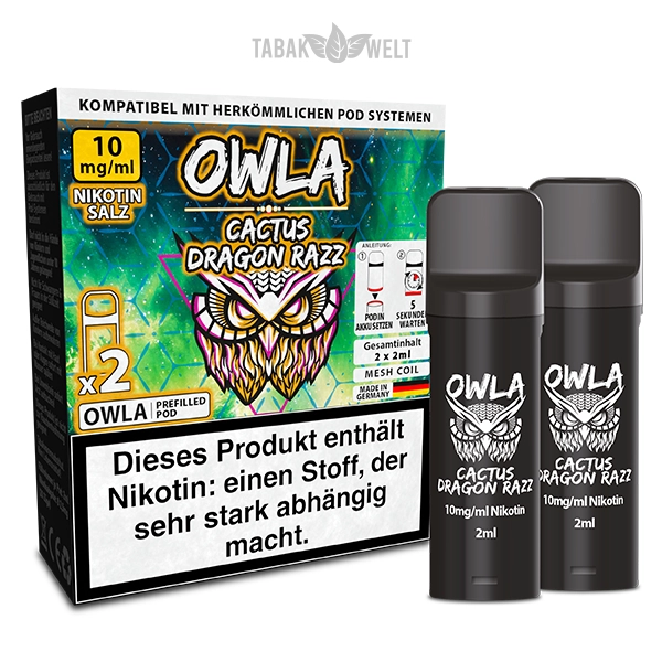 Owla E-Zigaretten Pods Cactus Dragon Razz 10mgml