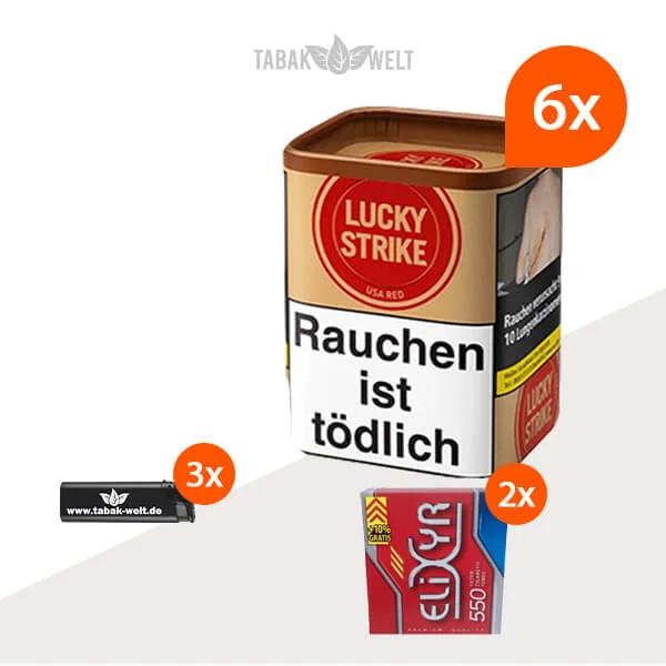 lucky-strike-red-feinschnitt-tabak-6x-dose-mit-1100-filterhuelsen