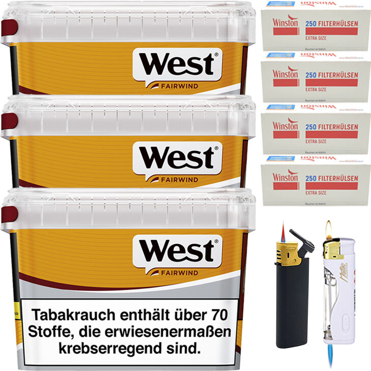 West Yellow 3 x Mega Box mit 1000 Extra Size Hülsen