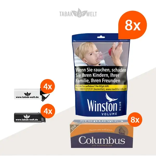 winston-blue-volumentabak-8x-beutel-mit-2000-huelsen-und-stabfeuerzeugen