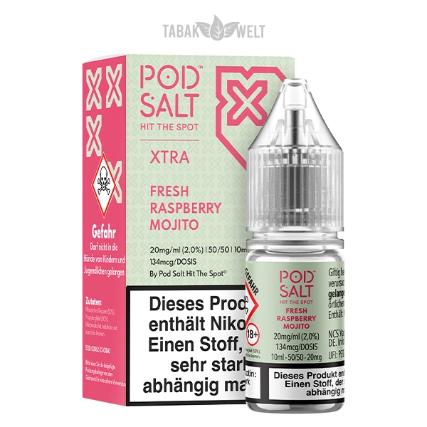Pod Salt Xtra E-Liquid Fresh Raspberry Mojito 10 ml 20 mg/ml