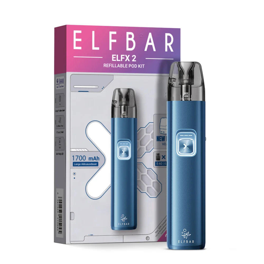 Elfbar Elfx 2 E-Zigaretten Kit in Ocean Blue inklusive Device und 2 Leerpods