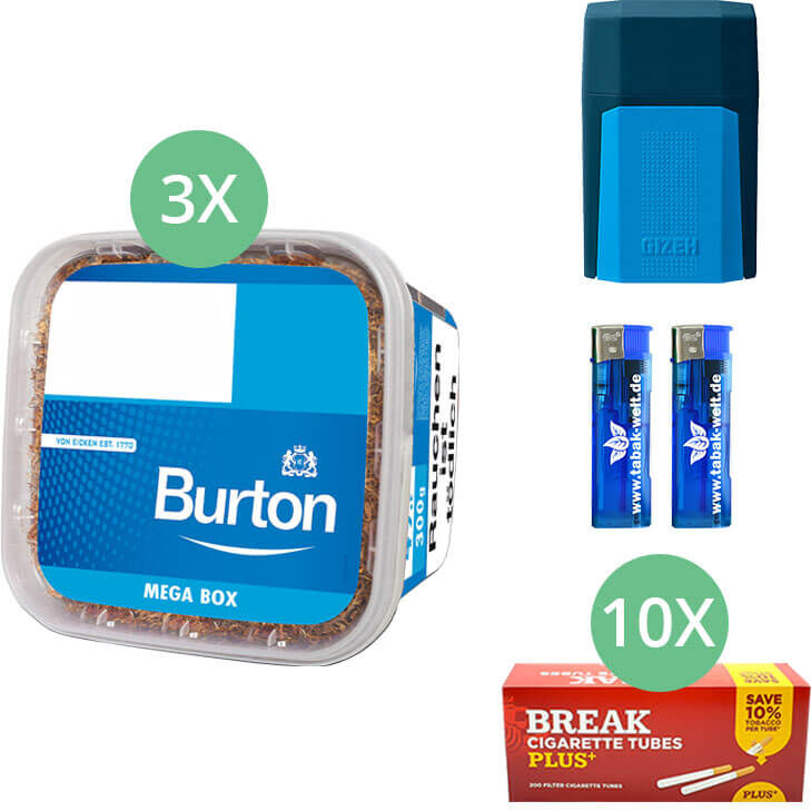 Burton Blue Mega Box 3 x 300g mit 2000 Plus Hülsen