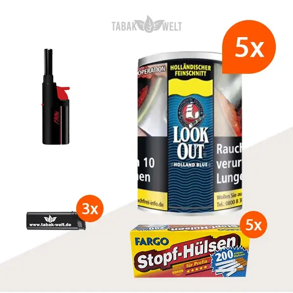 look-out-holland-blue-feinschnitt-tabak-5x-dose-mit-1000-king-size-huelsen-und-stabfeuerzeug