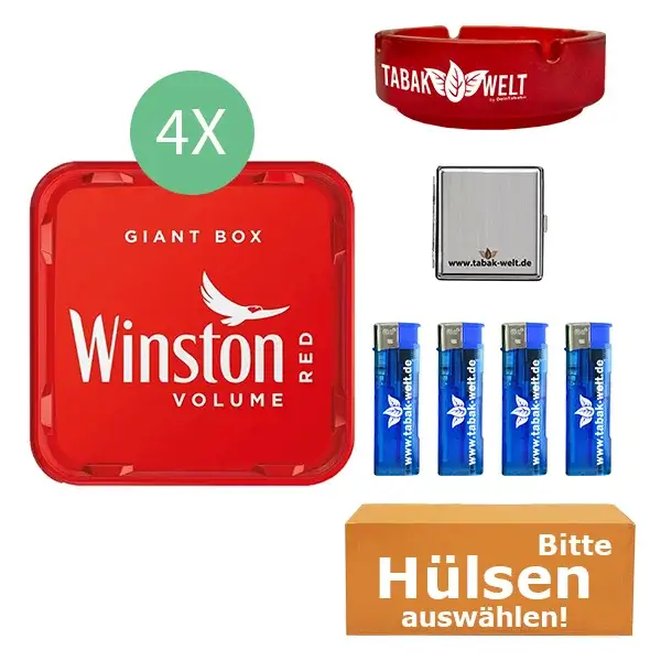 Winston Volumentabak 4 x Giant Box mit wählbarem Hülsen und Etui