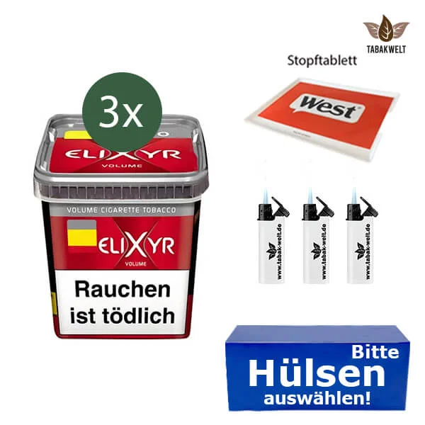 Elixyr Volumentabak Red 3 x Eimer mit wählbaren Filterhülsen 