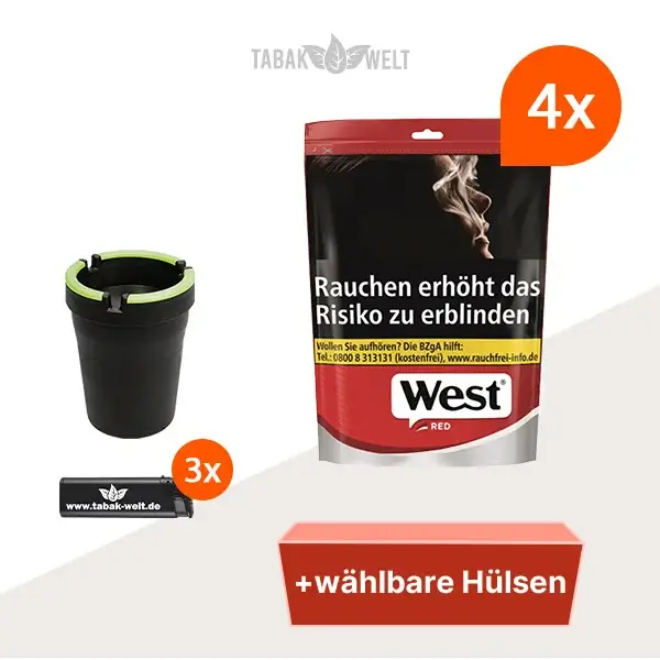 west-red-volumentabak-4x-beutel-mit-waehlbaren-filterhuelsen