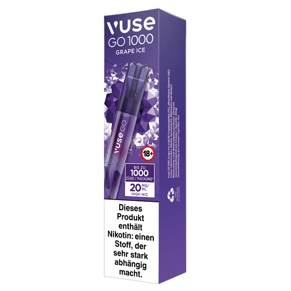 vuse go 1000 grape ice verpackung seitlich