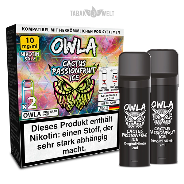 Owla E-Zigaretten Pods Cactus Passionfruit Ice 10mgml