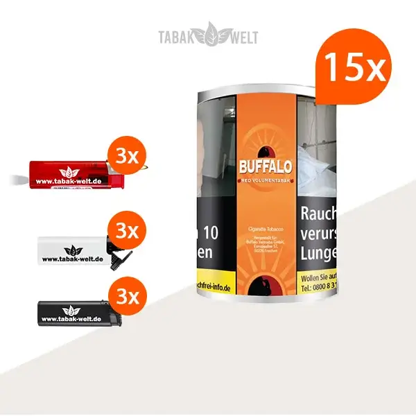 buffalo-red-volumentabak-15x-dose-mit-sturmfeuerzeugen buffalo-red-volumentabak-15x-dose-mit-sturmfeuerzeugen