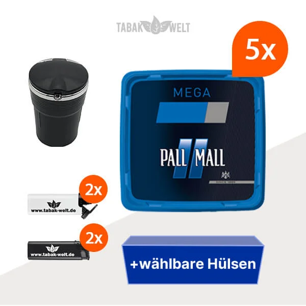 Pall Mall Tabak Blau 5 x Mega Box mit Wahlbaren Hülsen Pall Mall Tabak Blau 5 x Mega Box mit Wahlbaren Hülsen