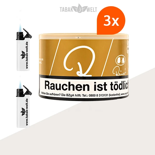 Reiner Golden Pfeifentabak 3x Dose mit Sturmfeuerzeugen