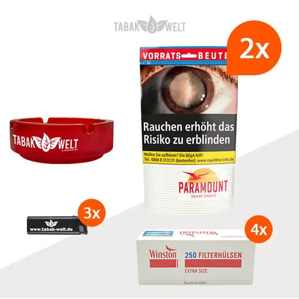 paramount-volumentabak-2x-beutel-mit-1000-extra-size-huelsen-und-aschenbecher