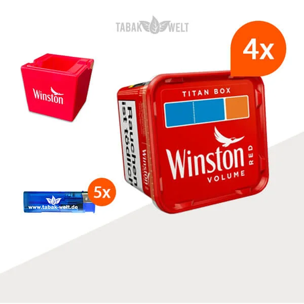 Winston Volumentabak 4 x Titan Box mit Keramikaschenbecher