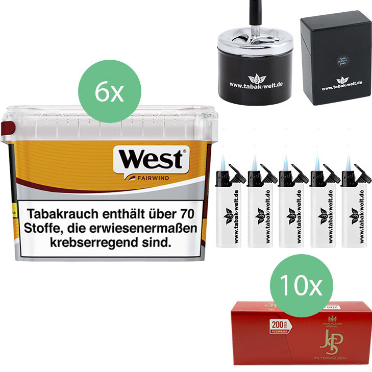 West Yellow 6 x Mega Box mit 2000 King Size Hülsen 