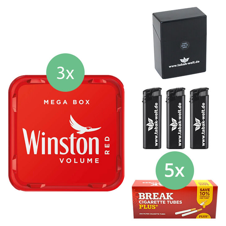 Winston Tabak 3 x Mega Box mit 1000 Plus Hülsen