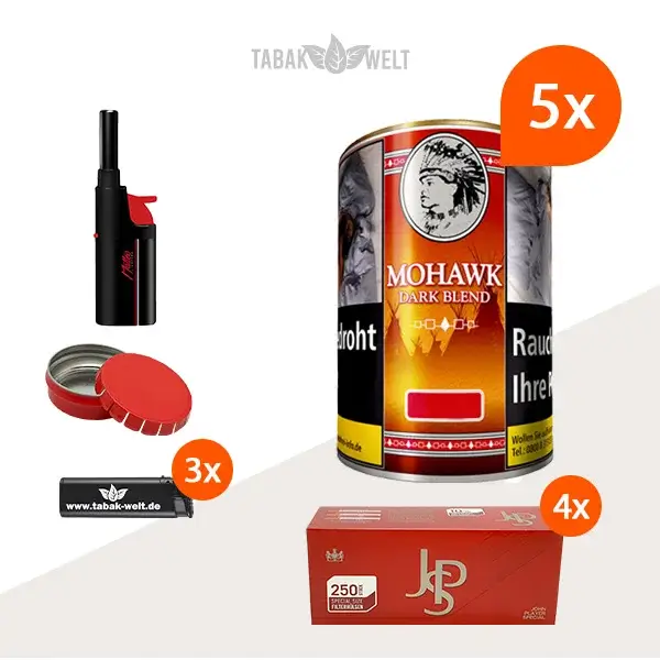 mohawk-dark-blend-feinschnitt-tabak-5x-dose-mit-1000-special-size-huelsen-und-feuerzeugen