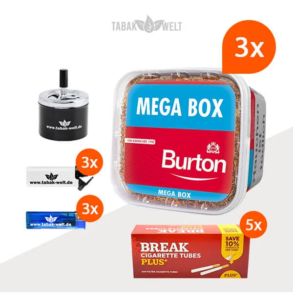 Burton Red Volumentabak 3x Mega Box mit Break Plus Hülsen